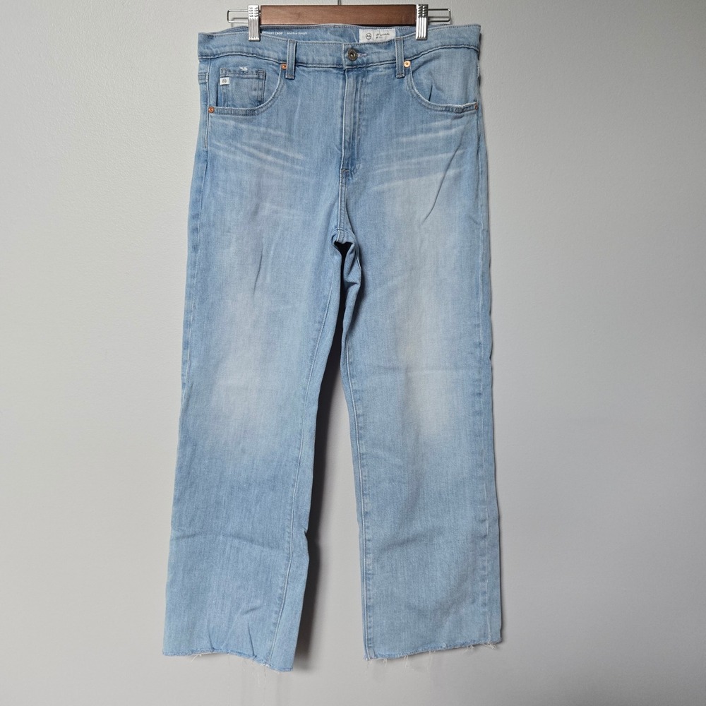 AG Adriano Goldschmied Brinley Crop Mid Rise Straight Light Wash Jeans 31
